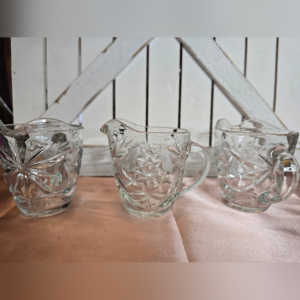 Vintage Clear Creamer Kitchen Decor Clear Cut Collectable Pressed Glass